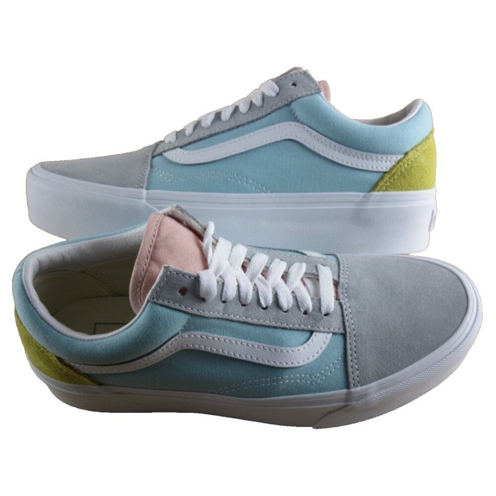 Vans Women's Old Skool Platform Color Block Pastel White Platform Shoes Sizes
